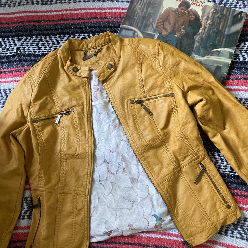 JOU JOU mustard yellow leather jacket